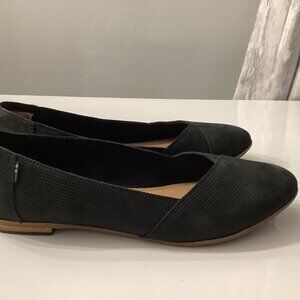 TOMS, Women's, Julie, BLACK SUEDE FLAT, CASUAL SLIP-ON SHOE, SIZE 9, Lightweight